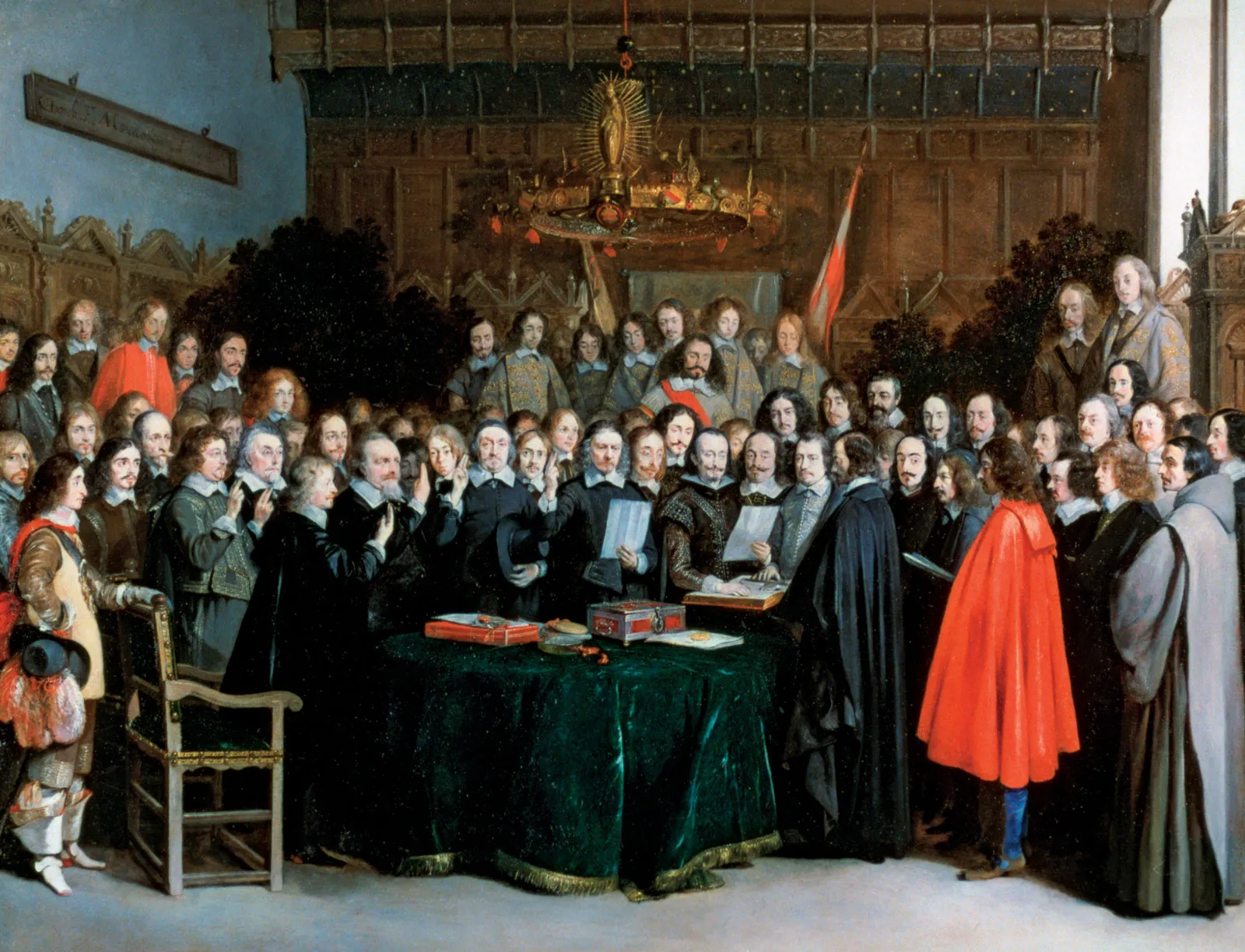 Münster Antlaşması'nı Onaylama Yemini, Gerard Terborch tarafından bakır üzerine yağlıboya, 1648.
