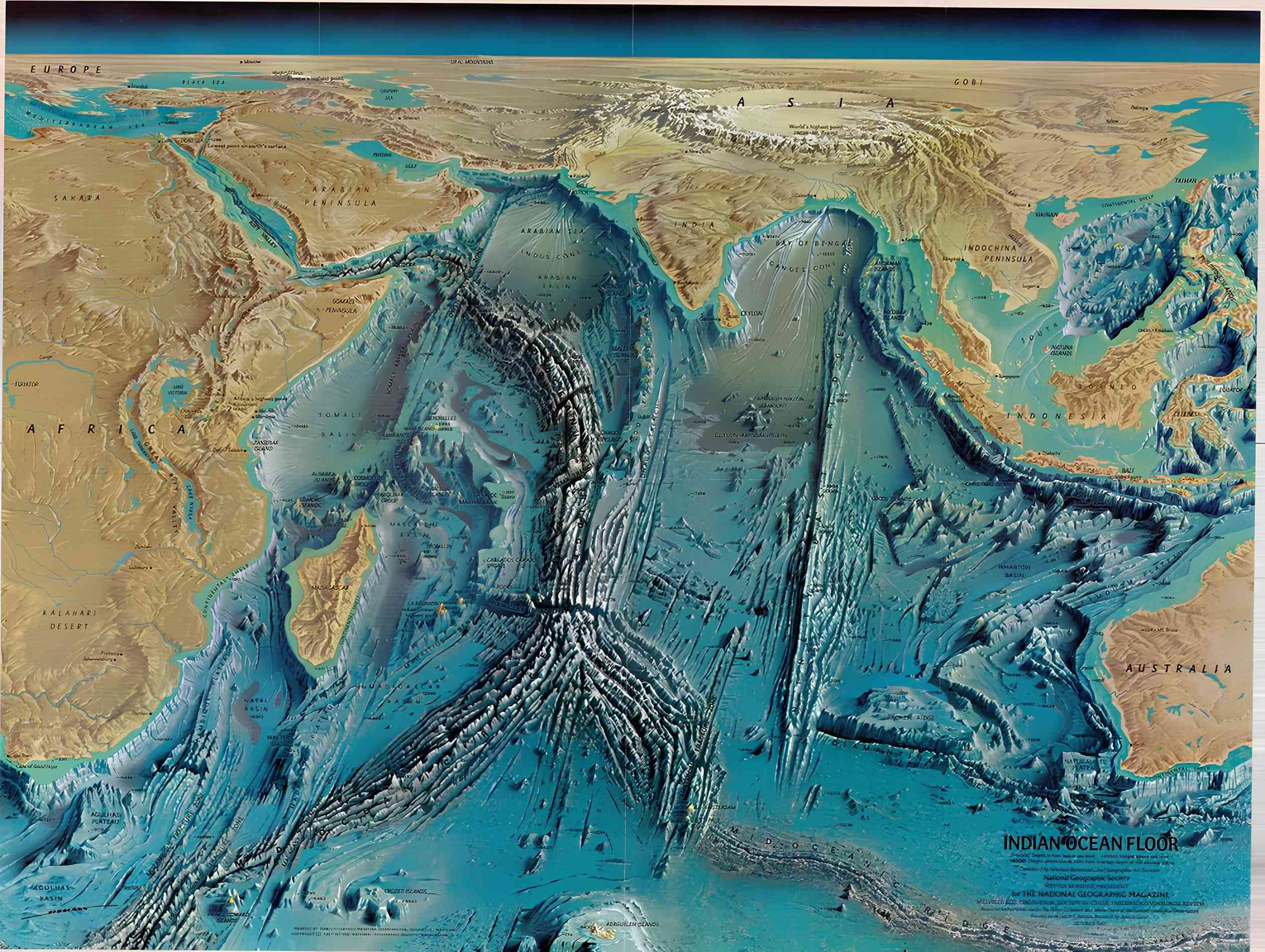 1967'den Hint Okyanusu haritası.