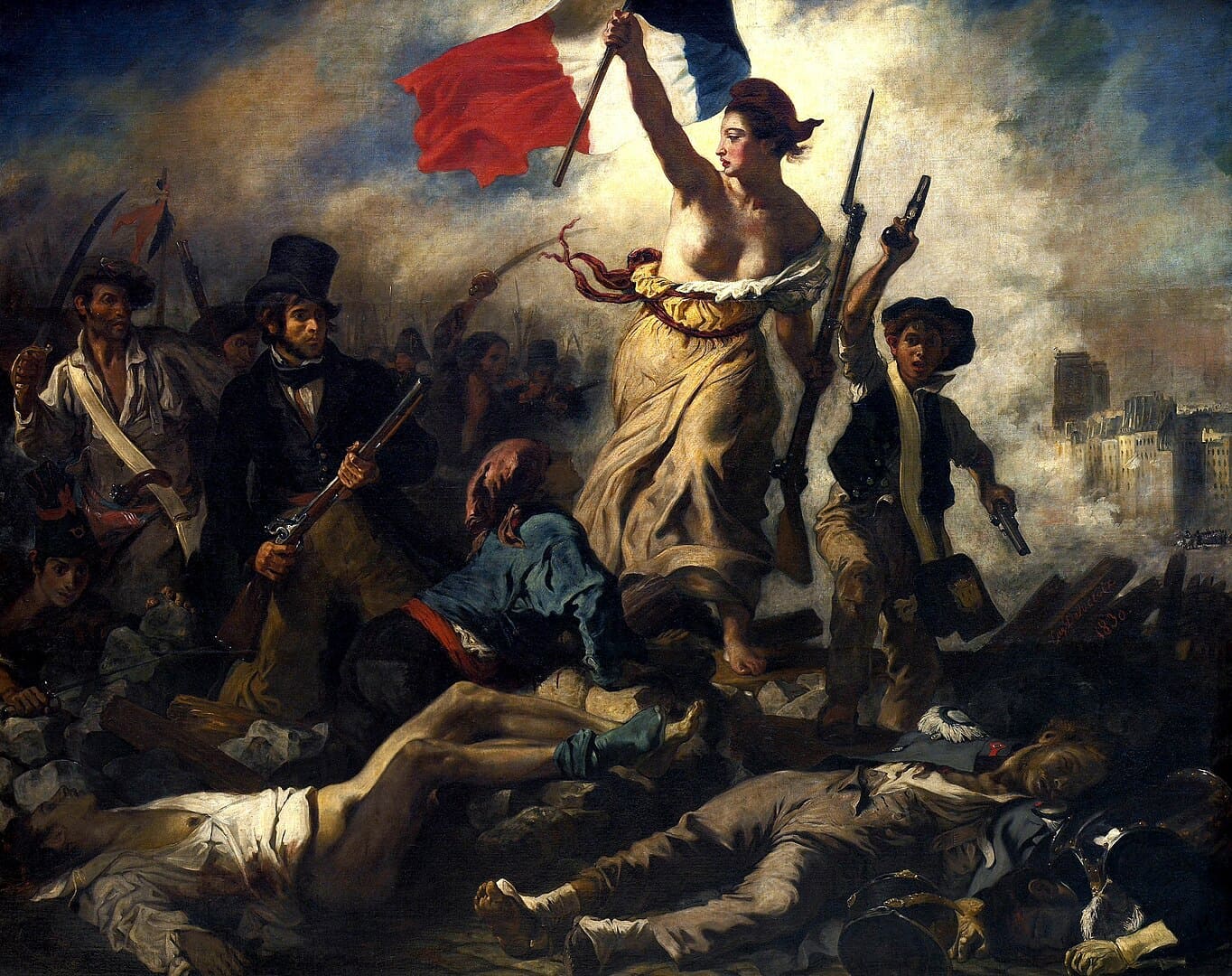 Romantik tarih tablosu. Fransız 1830 Devrimi'nin (Temmuz Devrimi) 28 Temmuz 1830'daki anısına yapılmıştır.