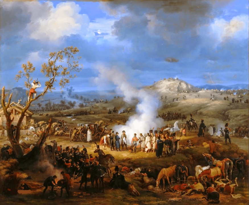 Napolyon askerleriyle birlikte çarpışma arifesinde. Louis-François, Baron Lejeune'ün tablosu.
