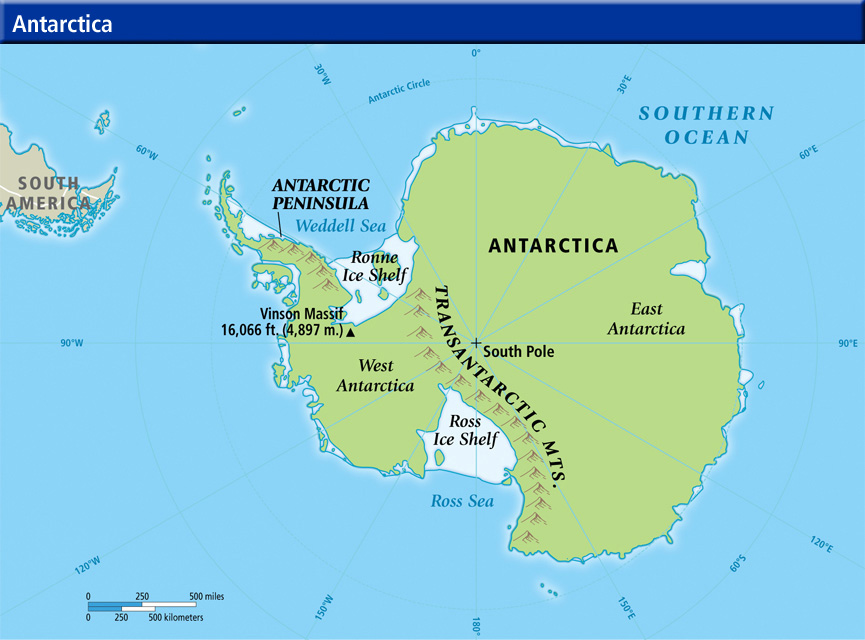 Antarktika'nın coğrafi haritası