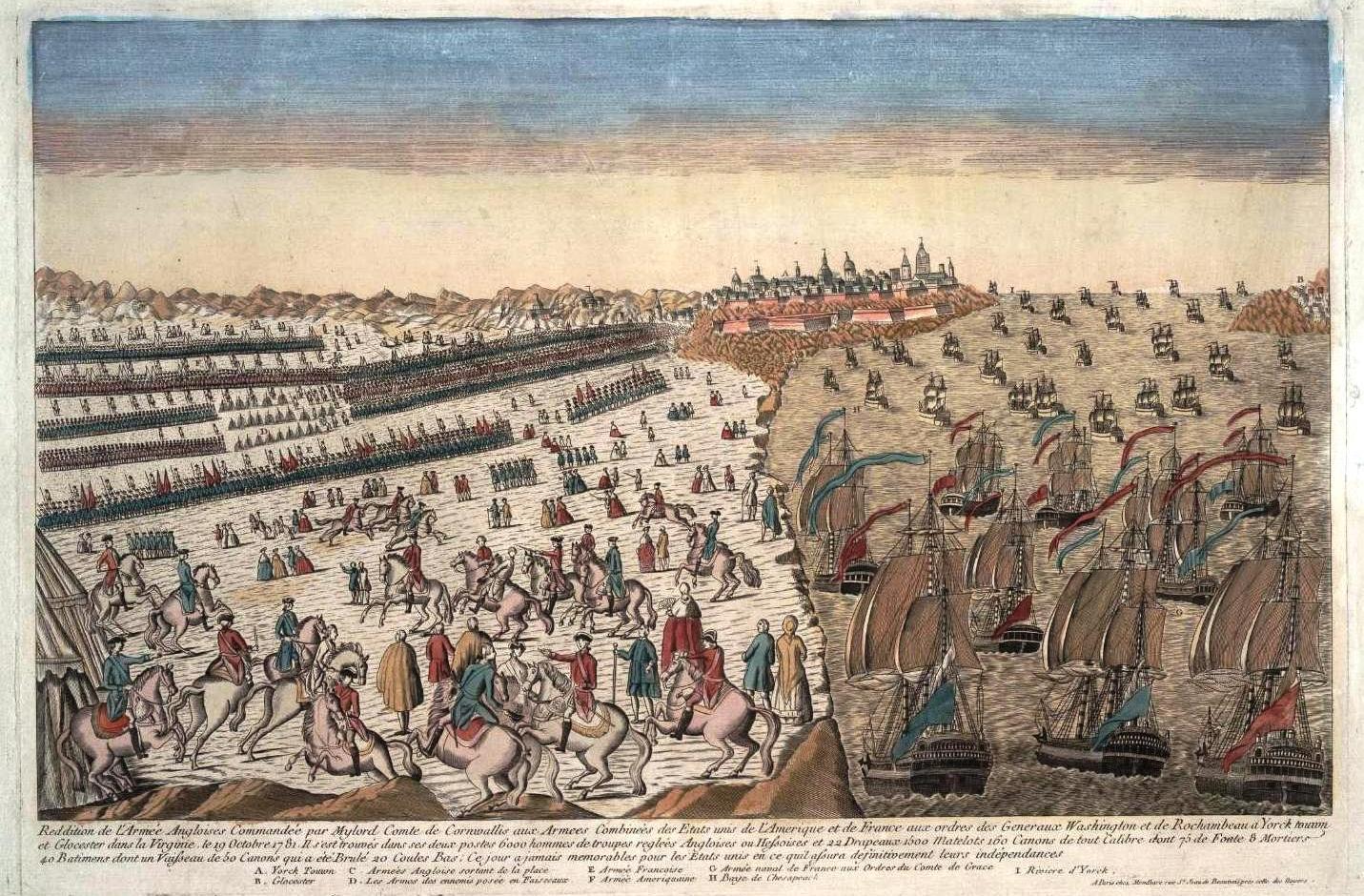 Fransız filosunun ablukasıyla İngiliz ordusunun Yorktown'daki teslimiyetine genel bakış