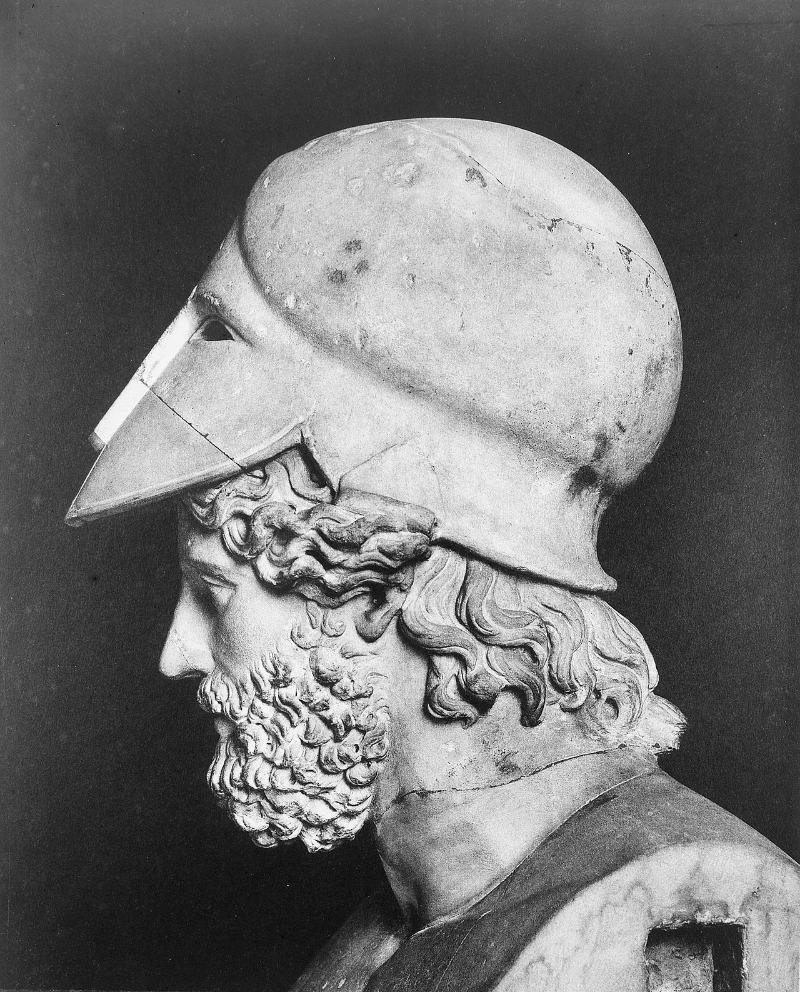 Themistokles'in Antik Yunan büstünün profilden görünümü