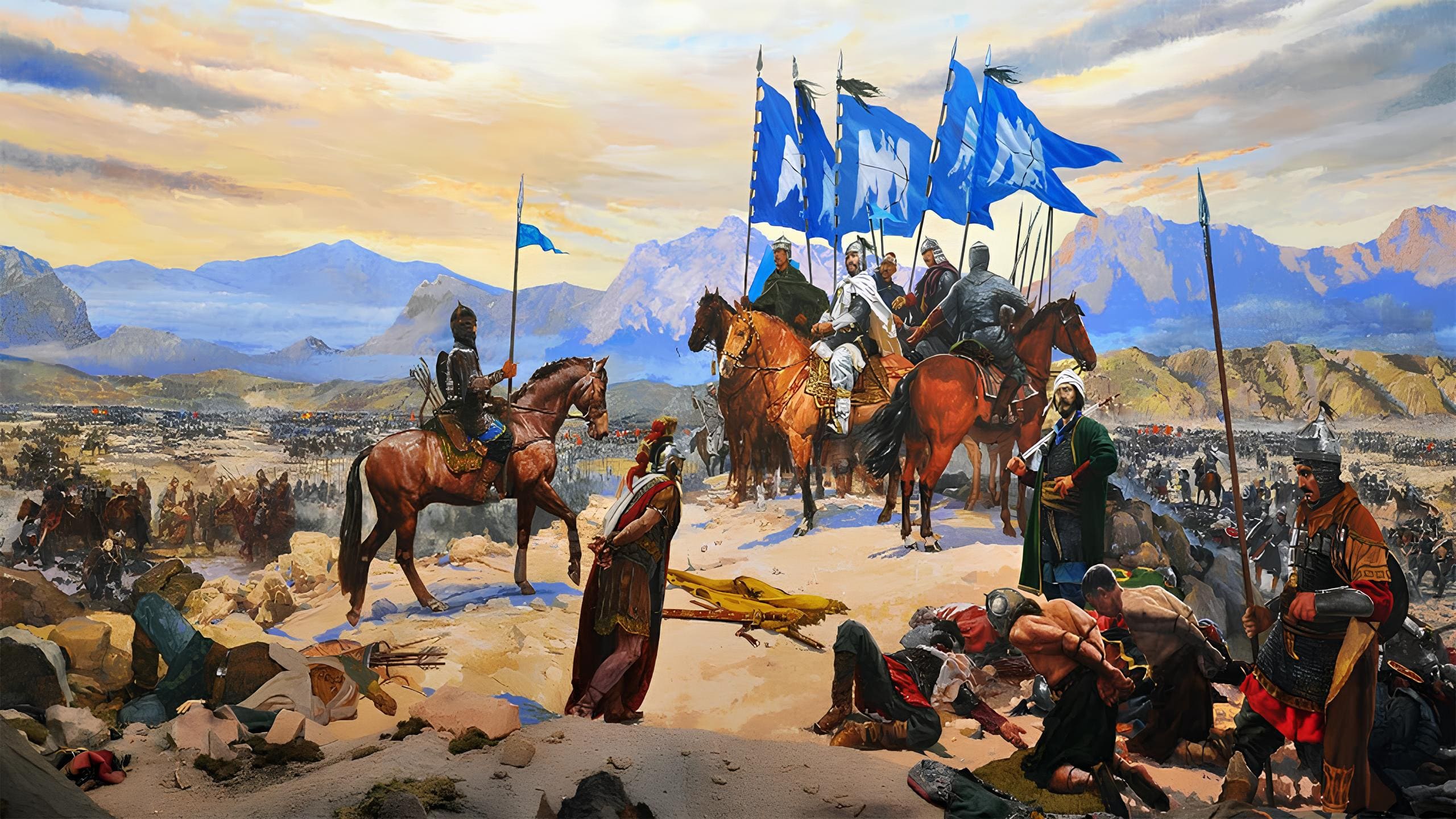İstanbul Askeri Müzesi'nde sergilenen Malazgirt Muharebesi'ni tasvir eden bir tablo.