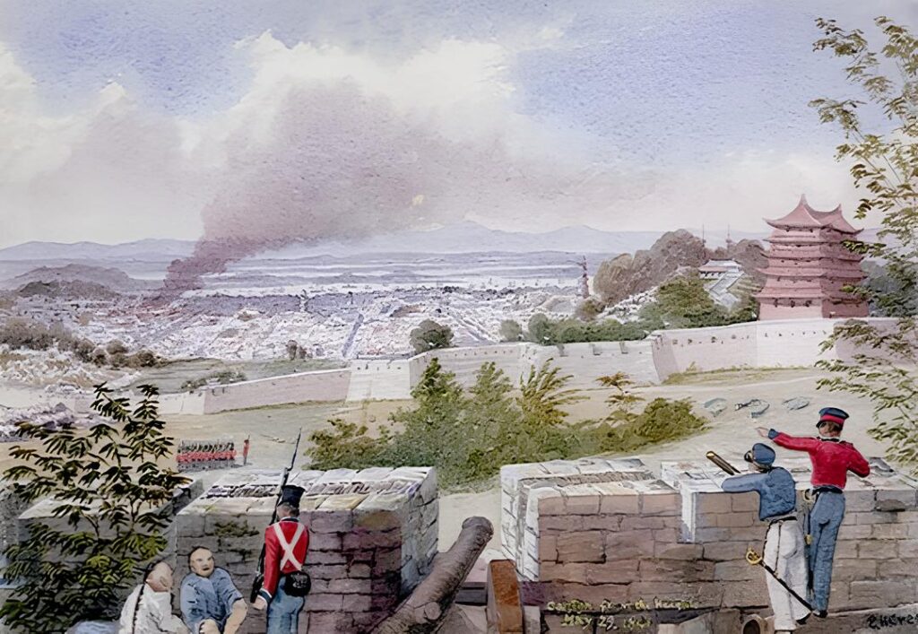 İngilizlerin Kanton'u çevreleyen tepelerden bombardımanı, 29 Mayıs 1841 afyon savaşı