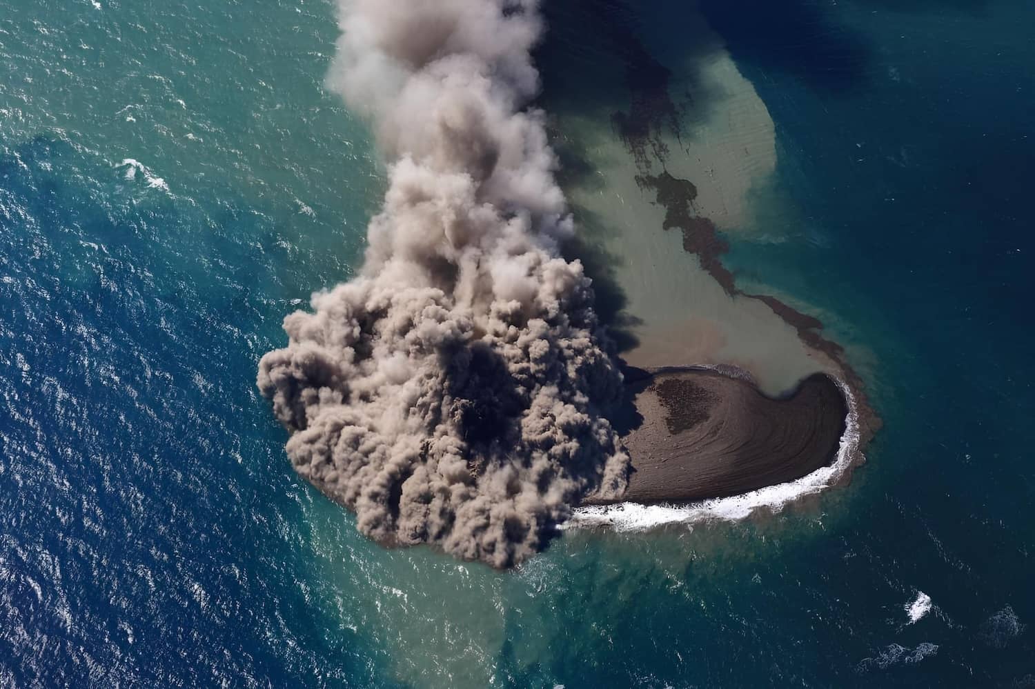 Japonya'da su altı yanardağı yeni bir ada oluşturdu.