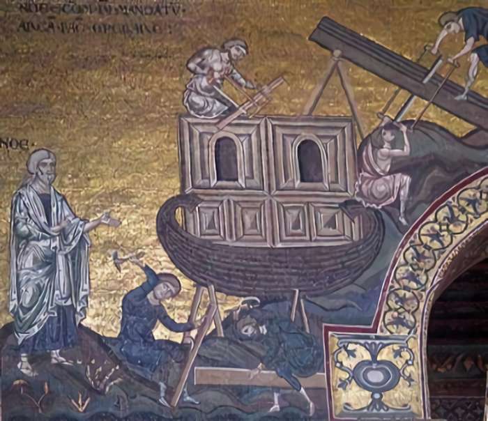 Monreale Katedrali'ndeki Nuh'un Gemisi mozaiği.