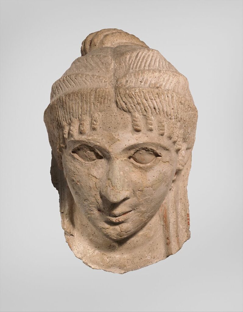 Roma Mısır'ından bir kadının alçı mezar maskesi, MS 2. yüzyıl, The Metropolitan Museum of Art, New York aracılığıyla