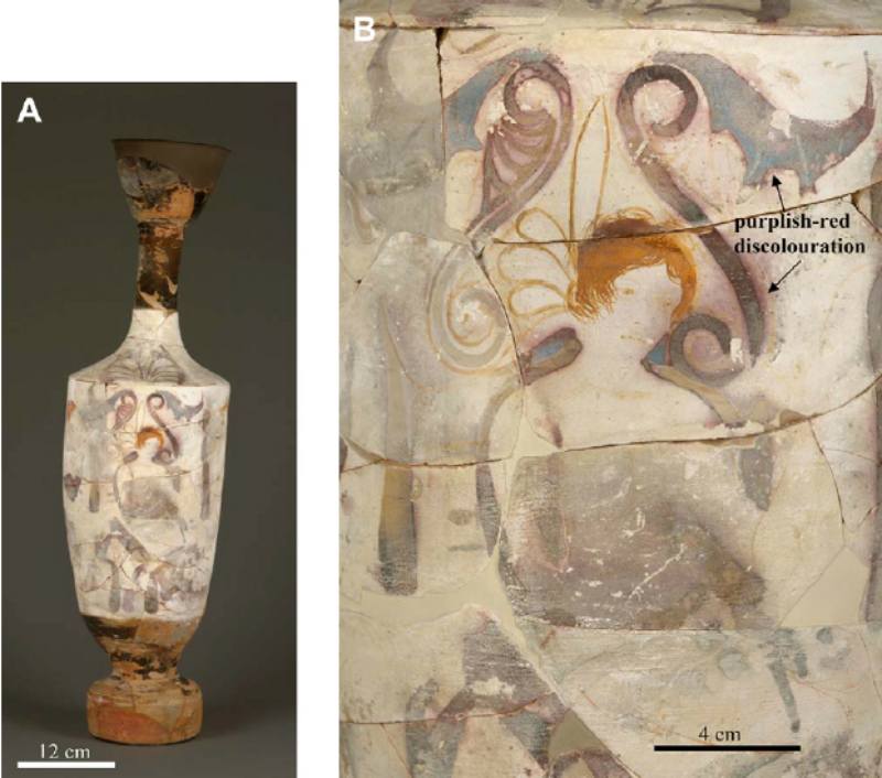 Yaklaşık 2.500 yıl öncesine ait bir Yunan kabı olan lekythos, X-ışını kırınımı kullanılarak incelendi. Arkeometri