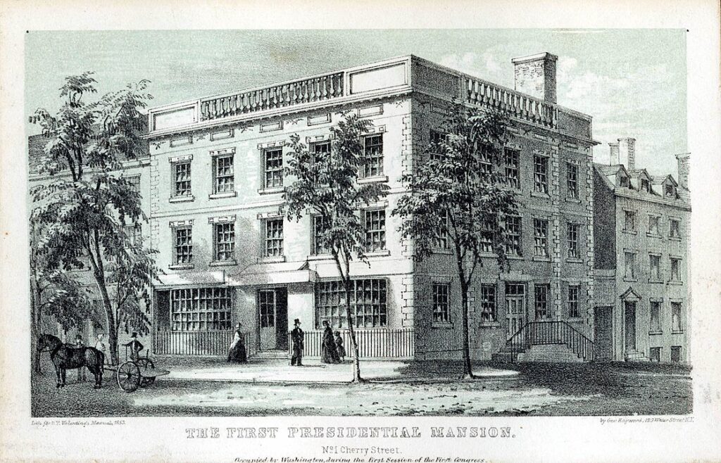 İlk başkanlık konağı olan Manhattan'daki Samuel Osgood House, Washington tarafından Nisan 1789 - Şubat 1790 tarihleri arasında kullanılmıştır.