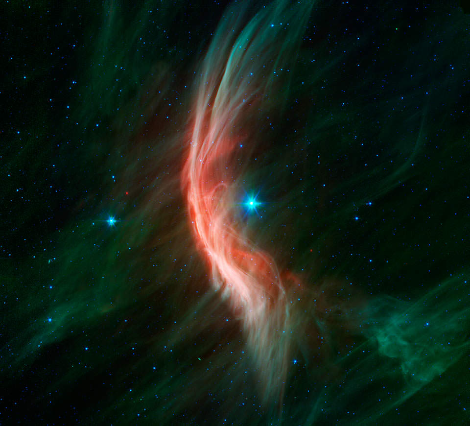 Spitzer tarafından gözlemlenen bir kaçak yıldız olan Zeta Ophiuchi