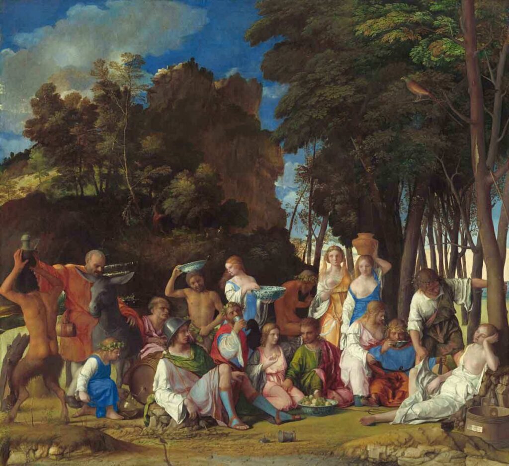 Giovanni Bellini tarafından başlayıp Titian tarafından tamamlanan Tanrıların Ziyafeti.