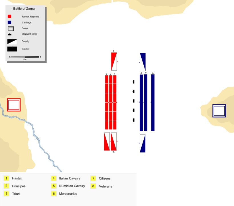 Roma ve Kartaca ordularının ilk konuşlandırılması.
