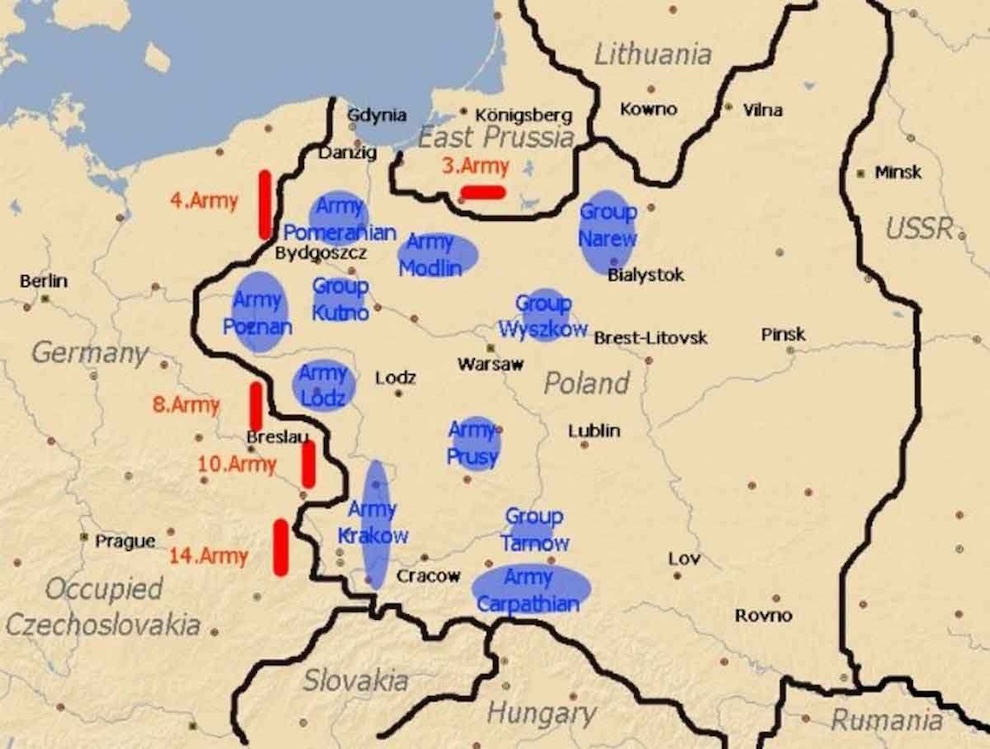 II. Dünya Savaşı arifesinde Polonya haritası