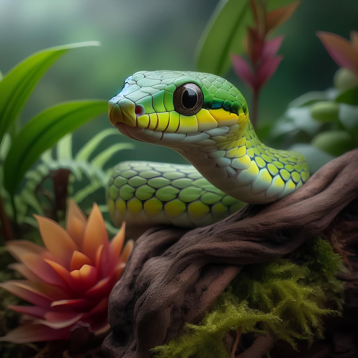 Leptophis ahaetulla parrot yılan