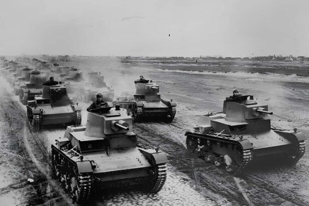 Polonya 7TP hafif tankları manevralar sırasında düzen içinde
