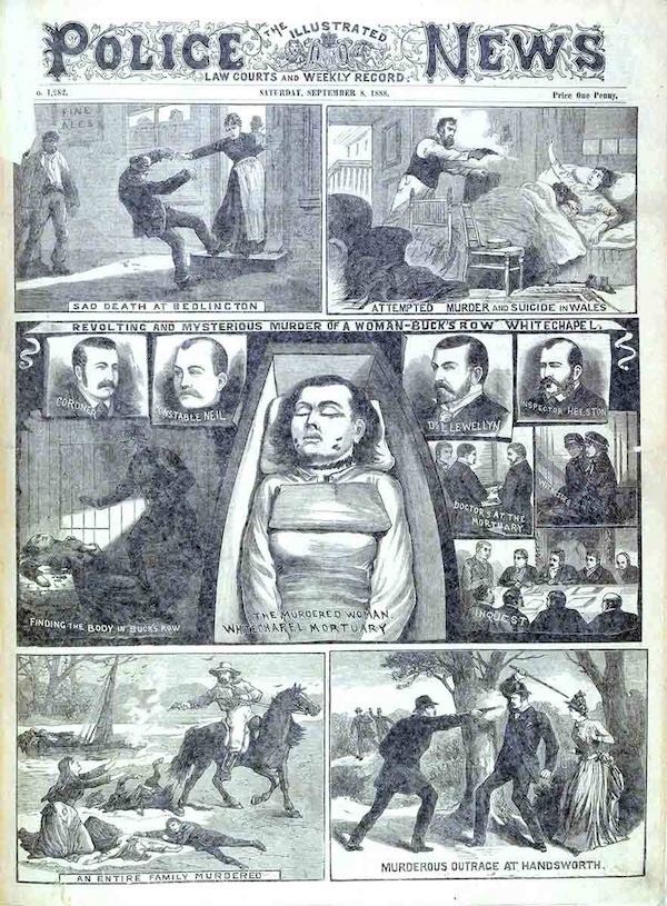 Mary Ann Nichols'u tasvir eden 8 Eylül 1888 tarihli Police News
