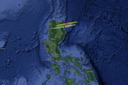 Asteroit CAQTDL2'nin Filipinler üzerinde öngörülen yolu