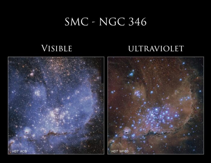 NGC 346'nın bu iki Hubble görüntüsü